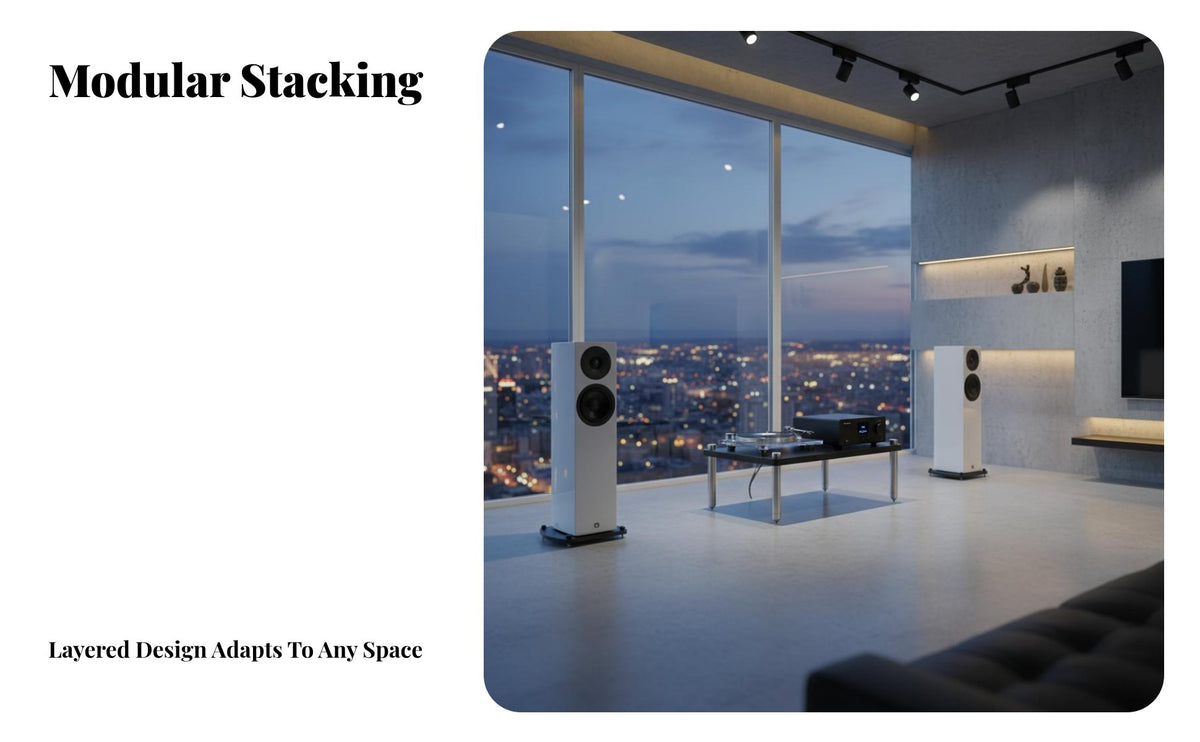 Shock Absorption Stainless Steel Audio Shelf Sturdy Construction High-Fidelity Equipment Rack Heavy Duty Home Theater Equipment Rack High-Density Board for Audiophiles, Listening Room