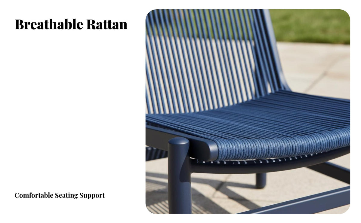 3 Pieces All-Weather 3-Piece Woven Chair and Table Set Sturdy Frame 2-Chair and Table Group Waterproof Outdoor Furnishing Elegant Design for Couples, Homeowners, Business Owners, Balcony, Courtyard, Backyard, Poolside