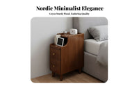 Space-Saving Narrow Storage Cabinet Modern Design Slim 2-Drawer End Table Minimalist aesthetic Nightstand Multi-Purpose for Apartment Dwellers, Students, Homeowners, Bedroom, Small Spaces, Dorm Room, Entryway