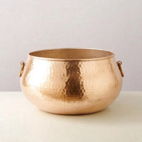 Metal Vase with Handles Gold Decorative Vase Hammered Metal Bowl Textured for Tabletop, Entryway