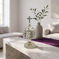 Tabletop Scent Holder Metal Scent Holder with Lid Ornate Censer for Prayer, Altar