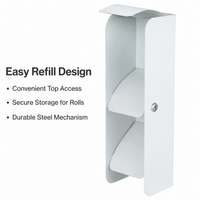 No Drill Toilet Paper Holder, Wall Mounted Toilet Roll Holder Rectangular, Painted Metal Anti Rust for Main Bathroom & Rental Properties