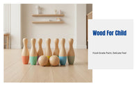 Wooden Bowling Toy for Kids, Educational Indoor Game, Colorful Set for Boys and Girls