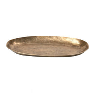 Oval Serving Tray Low-Profile Aluminum Tray Vintage-Retro-Styled Platter for Tea Service, Living Room