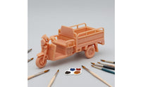 1/64 Scale Cargo Tricycle Model Unpainted Three-Wheeled Cargo Trike Orange-Peach Finish Three Wheel Flatbed Truck Model Side Railings