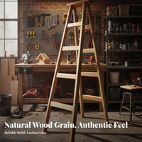 Solid Wood Folding Ladder Foldable Wooden V-Shaped Ladder Heavy Duty Climbing Aid for Construction Workers, DIY Enthusiasts, Warehouse, Garden
