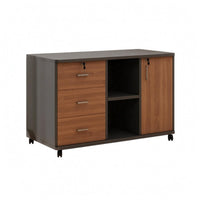 Mobile Office Storage Cabinet Wood-Grain Finish Mobile File Cabinet Lockable