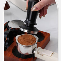 7 Pieces Wooden Espresso Tamping Station Solid Tamping Base with Slots Square Coffee Tool Storage Block Anti-Slip for Home Kitchen