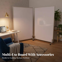 3-Panel Wheeled Divider Magnetic Surface 3-Panel Folding Writing Board Foldable Design Mobile Whiteboard for Presenters, Classroom, Open-Plan Spaces