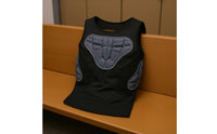 Segmented Padding 3D Protect Vest Protective Resistant Padded Protect Vest Stretchy Material Padded Compression Shirt Black for Athletes