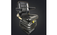 Cushioned Loader Seat with Vinyl Surface Heavy Duty Forklift Seat with Padded Backrest for Equipment Owners, Loaders, Forklifts