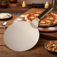Stainless Steel Pizza Peel Round Pizza Transfer Peel Flat Utensil for Oven