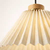 Ceiling Light Shade with Pleated Textile Design for Bedroom and Dining Room, Pendant Fitting with Adjustable 1m Height, Vintage Nordic Style