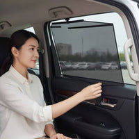 Auto-Retractable Windshield Space-Saving Retractable Car Glare-Reducing Car Window Shade with Metal Frame for Drivers, Commuters