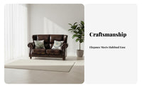 Straightrear Leather Settee firm Wood Frame Sofa timeless design Couch for Homeowners, Office Managers, Home Study