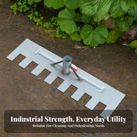 Heavy Duty Grain Rake Construction Multi-Function Farm Rake Effort-Saving Manganese Steel Push for Farmers, Landscapers, Driveway