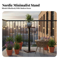 Floor-Standing Single-Leg Planter Stand Creative Design Single Pot Riser Space-Saving Plant Accessory Rust-Resistant for Gardeners, Home Decorators, Apartment Dwellers, Balcony, Living Room, Indoor, Bedroom