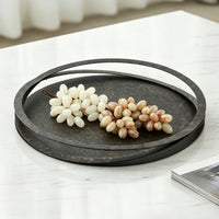 Round Tray Vintage Metal Tray Rustic for Countertop