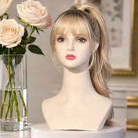 Mannequin Head with Shoulders Realistic Hairpiece Stand Skin Tone Cosmetology Head for Cosmetologists
