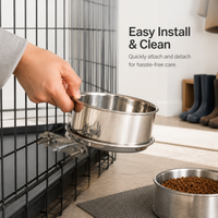 Pet Stainless Steel Hanging Bowl for Cages - Anti-Tip Food and Water Feeder