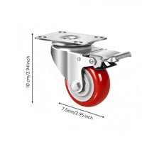 Quiet Operation Polyurethane Swivel Wheels No Noise Polyurethane Trolley Wheel Wear Resistant Swivel Caster with Brake 360 Degree Rotation for Industrial, Garage