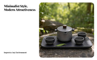4 Pieces Camping Tea Set Hard-Anodized Portable Tea Set Built-Mesh Strainer Outdoor Drinkware