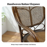 Leisure design Rattan cafe Set Natural Visual Appeal 3-Piece Wicker Seating Group Hand-Woven Household Furniture Handwoven for partners, property owners, Seniors, Balcony, Patio, Garden, rearyard