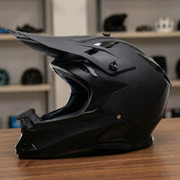 Motocross Helmet Matte Black Full-Face Cycling Helmet Motorcycle Gear Ventilated ABS Shell