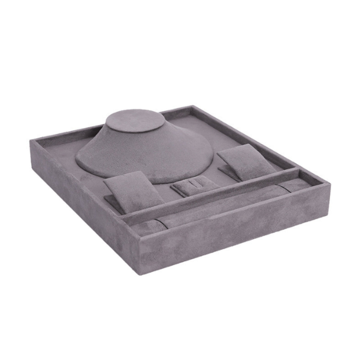 Jewelry Tray with Bust Suede-Like Necklace Organizer Pad Multi-Functional