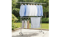 Adjustable Height Double-Layer Drying Rack Compact Clothes Drying Rack with Wheels Multi-Functional Furniture Stable for Balcony
