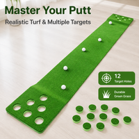 Putting Mat, 12 Hole Putting Green Mat 45cm x 335cm, Heavy Rubber Base Indoor & Outdoor Foldable Sporting Practice