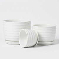 Plant Pots for House Plants and Indoor Plants, Set of 3 Ceramic Pots with Saucers, Decorative Flower Pots for Snake Plant, Great Gifts for Mom