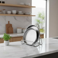 Stainless Steel Pan Rack Cookware Storage Rack Rust-Resistant Pot and Pan Organizer for Sink Area