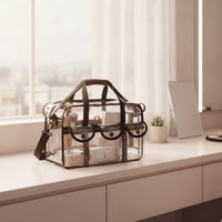 Clear Cosmetic Bag with Shoulder Strap Multiple-Pocket Transparent Makeup Tote with Pockets Large Capacity Clear Makeup Bag for Journeyers