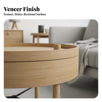 Nordic Design Round Table with Rotating Top Modern Minimalist Design Convertible Top Coffee Table Space-Saving Living Room Furniture Hidden Storage for Small Apartment Dwellers, Homeowners, Young Adults, Lounge Area, Bedroom