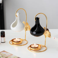 Gold Maple Leaf Hanging Incense Burner Creative Aromatherapy Oil Lamp Candle Warmer