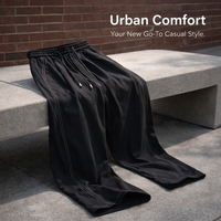 Mens Trousers with Elastic Waist for Daily Wear, Casual in Wrinkle Resistant Material, Straight Leg Loose Fit Pants, Plus Size