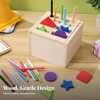 Develops Fine Movement Skills Color and Shape Matching Toy Hand-Eye Coordination Wooden Shape Sorting Box Made from Natural Wood Color Recognition Toy Paint for Toddlers, Preschoolers, Babies
