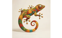 Gecko Wall Decor Iron Lizard Wall Decoration Metal Gecko Multicolor Embossed for Patio, Porch