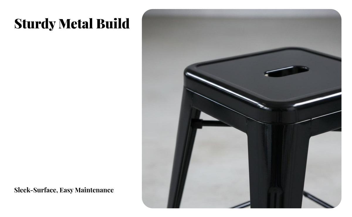 Industrial Aesthetic Backless Metal Stool Built-in Footrest Upholstered High Stool Multiple Colors Available Bar Chair Armless Design for Homeowners, Business Owners, Interior Designers, Restaurant, Cafe, Kitchen, Office Lounge