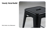 Industrial Aesthetic Backless Metal Stool Built-in Footrest Upholstered High Stool Multiple Colors Available Bar Chair Armless Design for Homeowners, Business Owners, Interior Designers, Restaurant, Cafe, Kitchen, Office Lounge