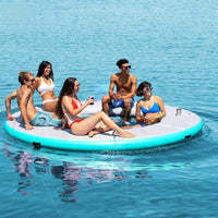 Portable Round Inflatable Dock Easy to Inflate/Deflate Inflatable Floating Dock Non-Slip Surface Floating Island Raft for Adults, Groups, Pets, Ocean, Lake, Boating, Pool Parties