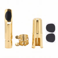Gold-Colored Saxophone Mouthpiece Polished Shiny Finish Saxophone Ligature Clamp Tightening Screws Sax Mouthpiece Cap