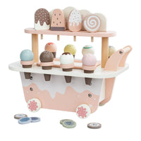 Wooden Ice Cream Cart Pink and Pale Ice Cream Cart Floral Wheels for Playroom