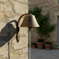 Wall-Mounted Bell with Pull Cord Rustic Cast-Iron Chime with Bracket Weathered for Homeowners, Shop Owners, Entryway, Cafe