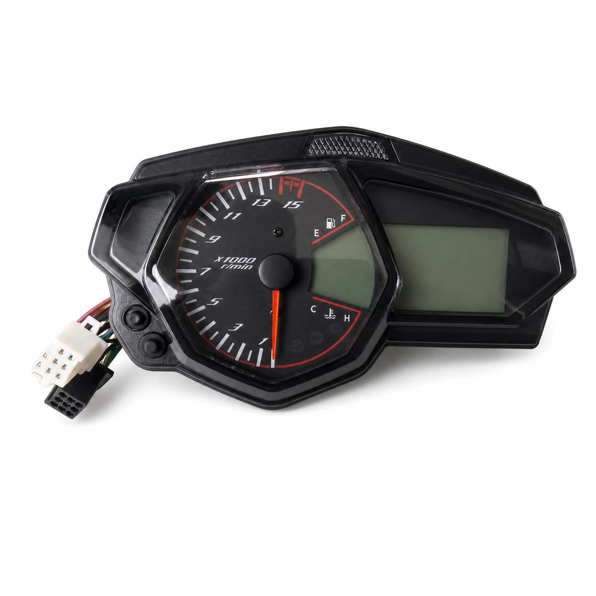 Aftermarket Motorcycle Speedometer Tachometer Analog Style Motorcycle Gauge Cluster Red Needle LCD Dashboard Gauge Black Housing