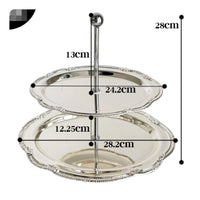 French Design 2 Tier Dessert Stand Multi Purpose Double Layer Snack Tray Storage Organizer 2 Tier Serving Tray Detachable Plates for Afternoon Tea, Party, Bakery