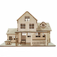 House Wooden Model Kit Creative Gift DIY Woodcraft House Kit Smooth Edges DIY Miniature Model Set for Children, Window Display