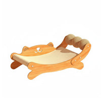 Solid Wood Frame Cat Scratcher Lounge Wear-Resistant Wooden Cat Sofa Bed Non-Shedding Natural Materials for Kittens
