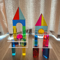 Acrylic Geometric Building Blocks for Early Education (Rainbow Translucent)